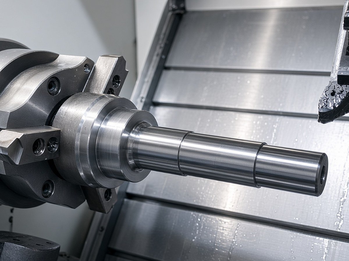Hex flange shaft held in the lathe chuck