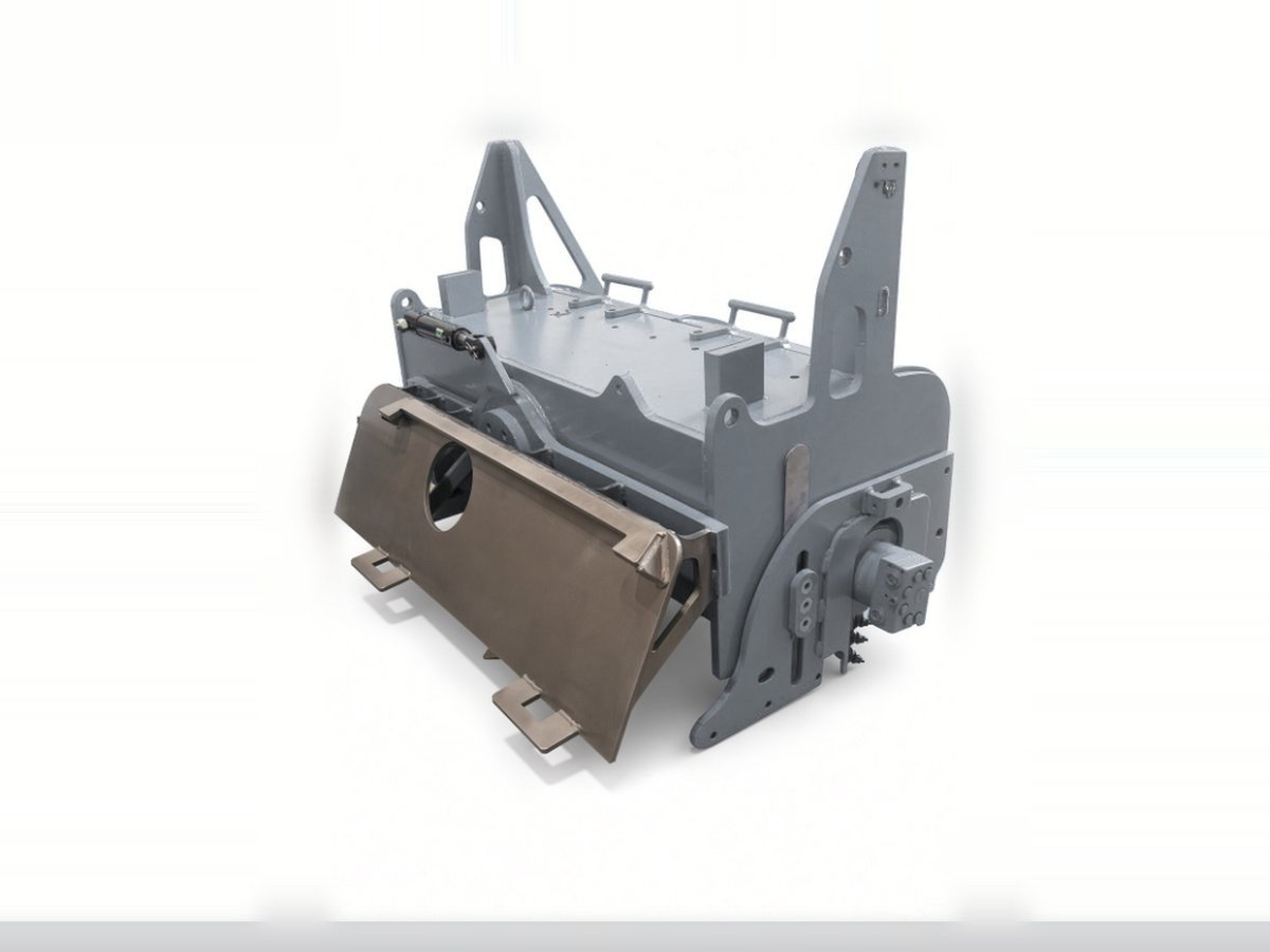 Built road profiler attachment for earthworks plant, with machined drum, bearing housings and hydraulic drive mounts